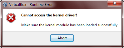 Cannot access the kernel driver!