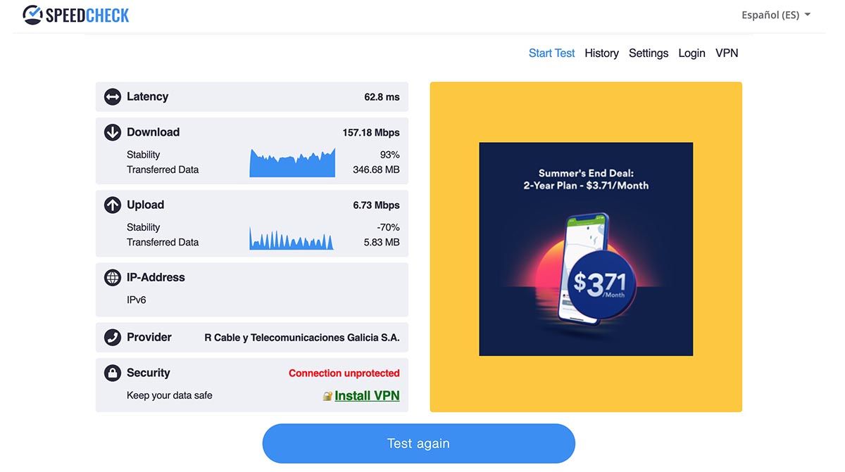 SpeedCheck test