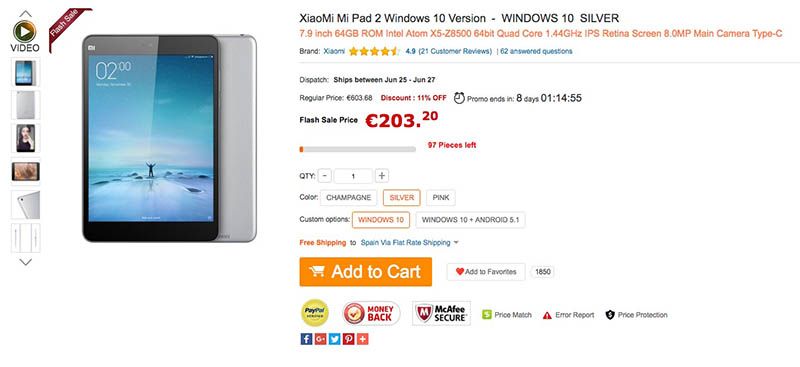 Xiaomi MiPad 2 Windows Oferta