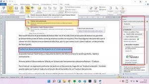 traducir un documento de Word gratis texto seleccionado